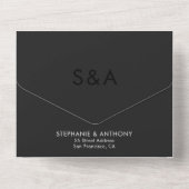 Modern minimalistisch monogram zwart-wit huwelijk all in one uitnodiging (Achterkant)