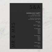 Modern minimalistisch monogram zwart-wit huwelijk programma (Achterkant)