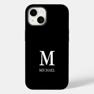 Modern minimalistisch monogram zwart-wit iPhone 14 hoesje