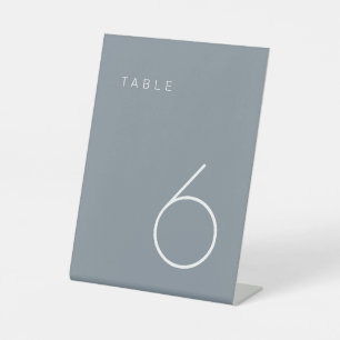 Modern minimalistisch mosterd blauw en wit tabelnu reclamebord met voetstuk