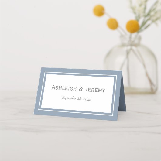 Modern minimalistisch mosterd blauw grijs huwelijk (Achterkant)