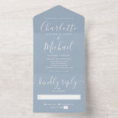 Modern minimalistisch mosterd blauw Manuscript in  All In One Uitnodiging (Binnen)