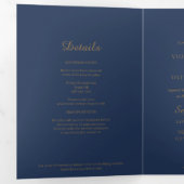 Modern minimalistisch | Navy Gold Drieluik Uitnodiging (Binnenzijde eerst)
