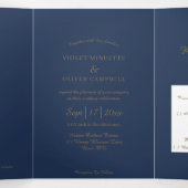 Modern minimalistisch | Navy Gold Drieluik Uitnodiging (Binnenkant midden)