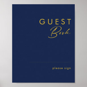 Modern minimalistisch navyblauw   gouden gastboekb poster
