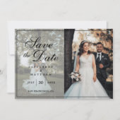 Modern minimalistisch paar foto-collage bruiloft save the date (Voorkant)