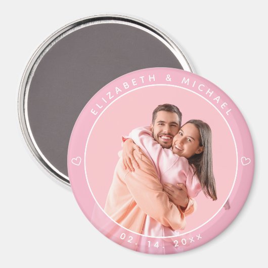 Modern minimalistisch paar foto roze bruiloft guns magneet (Voorkant / Achterkant)