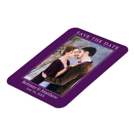 Modern minimalistisch Paars sparen de Datum Magneet (Linkerzijde)