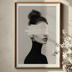Modern minimalistisch portret Abstracte verfkwast Poster
