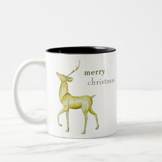 Modern Minimalistisch Prettig Kerst Rendier Tweekleurige Koffiemok