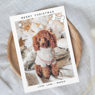 Modern Minimalistisch Prettig Kerstfeest voor Hond Feestdagenkaart