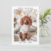 Modern Minimalistisch Prettig WoefKerstmis Feestdagenkaart (Staand voorkant)