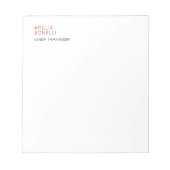 Modern Minimalistisch Professionel Eenvoudig Rood Notitieblok (Voorkant)