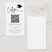 Modern Minimalistisch QR Code College Fund Afstude Informatiekaartje (Voorkant / Achterkant)