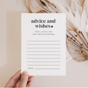 Modern minimalistisch Quinceañera advies wenst Kaa Kaart