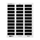 Modern minimalistisch retouradres zwarte bruiloft etiket (Full Sheet)