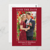 Modern minimalistisch rood sparen de Datum Briefkaart (Voorkant / Achterkant)