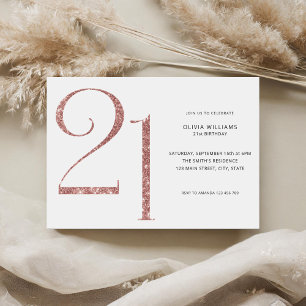 Modern Minimalistisch Roos Gold 21st Birthday Kaart