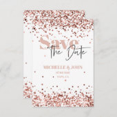 Modern minimalistisch Roos Gold Glitter Script Save The Date (Voorkant / Achterkant)