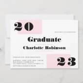 Modern minimalistisch roze 2 foto's afstuderen kaart (Achterkant)