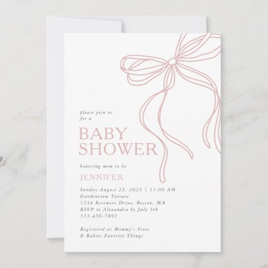 Modern minimalistisch roze boog Baby shower Kaart (Voorkant)