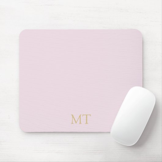 Modern minimalistisch roze gouden Initiaal monogra Muismat (Met muis)