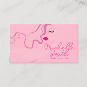 Modern minimalistisch roze haar styling golvend ka visitekaartje (Voorkant)