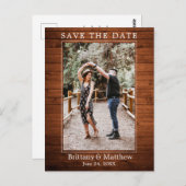 Modern Minimalistisch rustiek hout Save the Date Briefkaart (Voorkant / Achterkant)