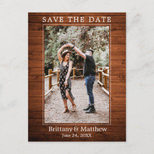 Modern Minimalistisch rustiek hout Save the Date Briefkaart