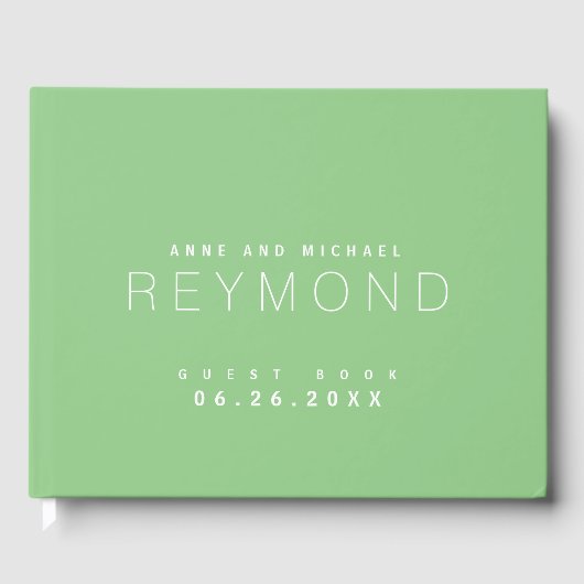 Modern minimalistisch Sage Green Wedding Gastenboek (Voorkant)