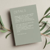 Modern minimalistisch Sage Green Wedding Informatiekaartje
