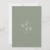 Modern minimalistisch Sage Green Wedding Kaart (Achterkant)