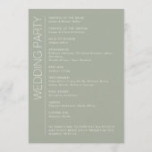 Modern minimalistisch Sage Green Wedding Programma (Achterkant)