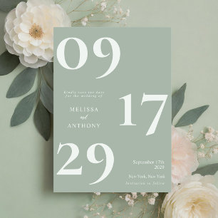 Modern minimalistisch Sage Green Wedding Save The Date