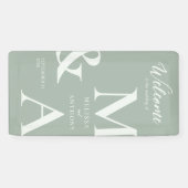 Modern minimalistisch Sage Green Wedding Spandoek (Horizontaal)