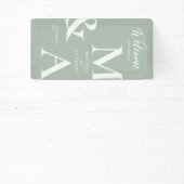Modern minimalistisch Sage Green Wedding Spandoek (Insitu)