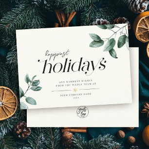 Modern Minimalistisch Schrift Eucalyptus Bedrijfsl Feestdagenkaart