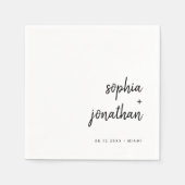 Modern Minimalistisch Schrift | Zwart-wit Huwelijk Servet (Voorkant)
