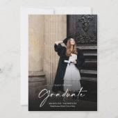 Modern minimalistisch script 2 Foto Afstuderen Aankondiging (Voorkant)
