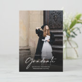 Modern minimalistisch script 2 Foto Afstuderen Aankondiging (Staand voorkant)