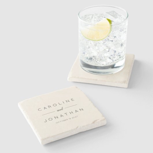 Modern minimalistisch script aangepaste bruiloft stenen onderzetter (Zijkant)