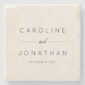 Modern minimalistisch script aangepaste bruiloft stenen onderzetter (Voorkant)