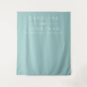 Modern Minimalistisch Script Aqua Aangepast Huweli Wandkleed