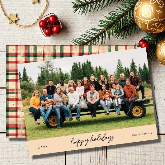 Modern minimalistisch script beige kerst feestdagenkaart