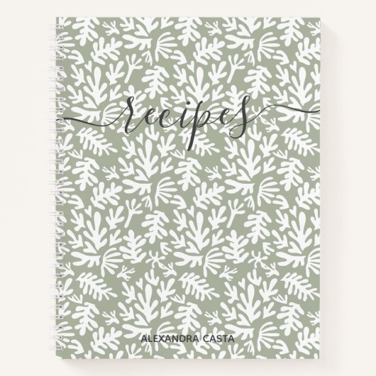 Modern minimalistisch script botanisch aangepaste  notitieboek (Voorkant)