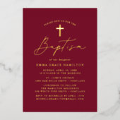 Modern minimalistisch script Bourgogne Baptisme Folie Uitnodiging (Voorkant)