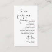 Modern minimalistisch script, bruiloft Dank je wel Informatiekaartje (Voorkant)