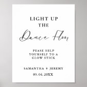 Modern Minimalistisch Script Bruiloft Glow stick S Poster (Voorkant)