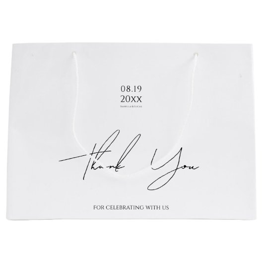 Modern minimalistisch script bruiloft groot cadeauzakje (Voorkant)