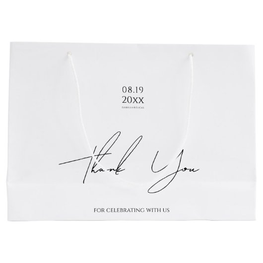 Modern minimalistisch script bruiloft groot cadeauzakje (Achterkant)
